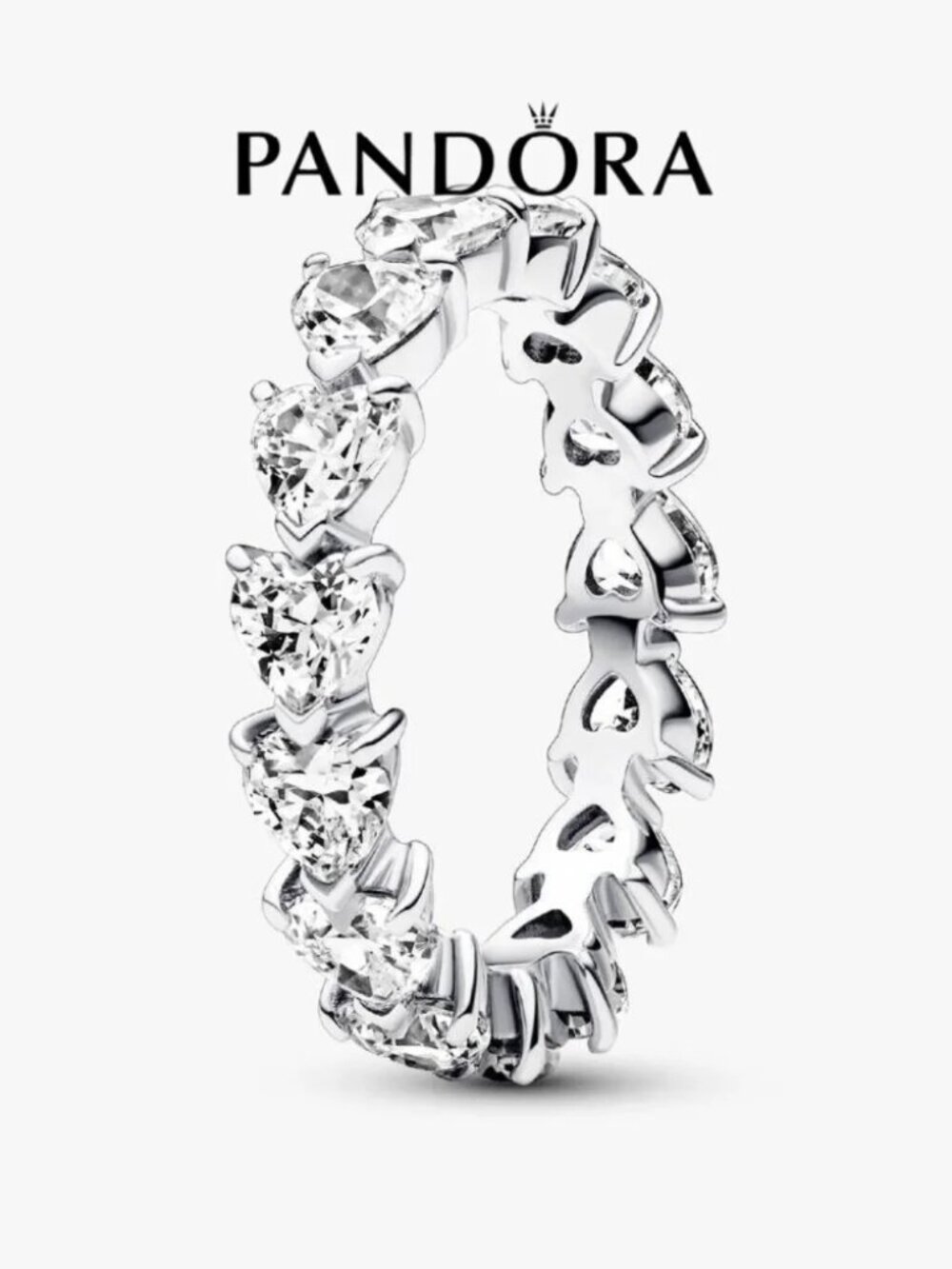 Pandora Band of Clear Hearts Ring